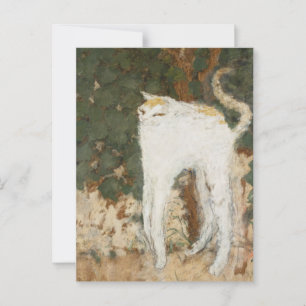 Weißer Chat Vintage Katzenmalerei Druckbares Meme Postkarte