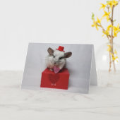 Weißer Chinchilla mit Hut und Herz Karte (Gelbe Blume)
