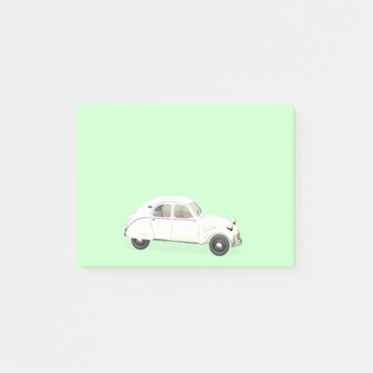 Weißer Citroen 2CV Post-it Klebezettel (Vorderseite)