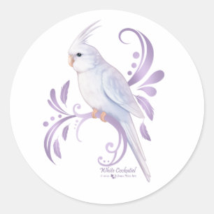 Weißer Cockatiel Runder Aufkleber
