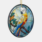 Weißer Cockatoo-Papagei-Vogel aus Süßglas Keramik Ornament (Rechts)