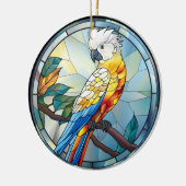 Weißer Cockatoo-Papagei-Vogel aus Süßglas Keramik Ornament (Links)