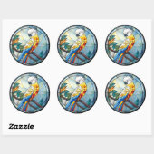 Weißer Cockatoo-Papagei-Vogel aus Süßglas Runder Aufkleber (Blatt)