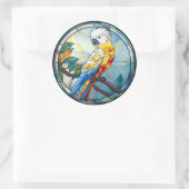Weißer Cockatoo-Papagei-Vogel aus Süßglas Runder Aufkleber (Tasche)