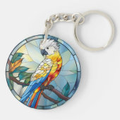 Weißer Cockatoo-Papagei-Vogel aus Süßglas Schlüsselanhänger (Rückseite)