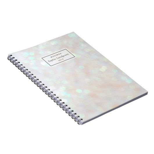 Weißer Confetti beleuchtet personalisiertes Notizblock (Rechte Seite)