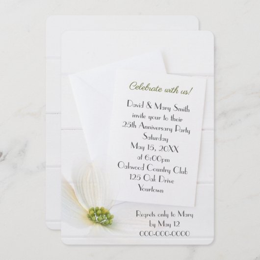 Weißer Cosmos aus dem 25. Jubiläum im Party Weißho Einladung (Vorne/Hinten)