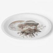 Weißer Cowgirl-Hut mit Blume Pappteller (Schrägansicht)