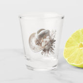 Weißer Cowgirl-Hut mit Blume Schnapsglas (Vorderseite)