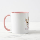 Weißer Creme-Welpe mit rosa Schuh Tasse (Links)
