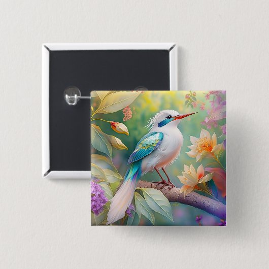 Weißer Crew Aquamariner Wing Fantasy Bird Button (Vorne & Hinten)