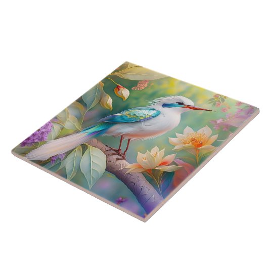 Weißer Crew Aquamariner Wing Fantasy Bird Fliese (Seite)