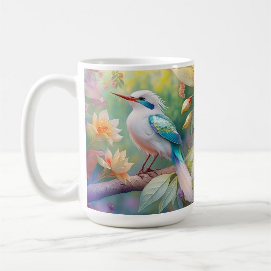 Weißer Crew Aquamariner Wing Fantasy Bird Kaffeetasse (Links)