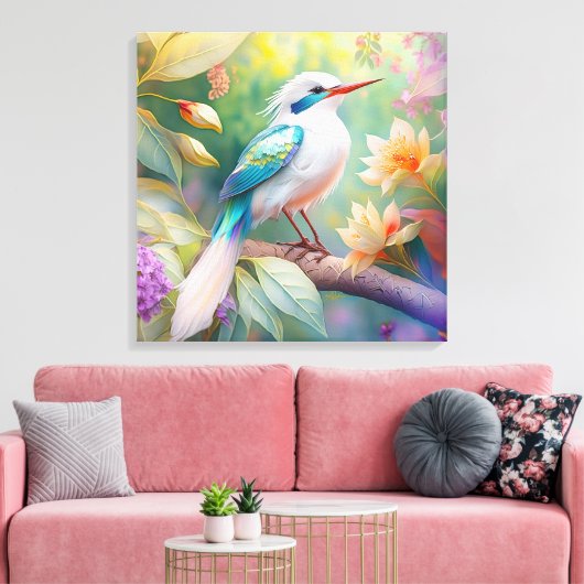 Weißer Crew Aquamariner Wing Fantasy Bird Leinwanddruck (Insitu (Wohnzimmer))