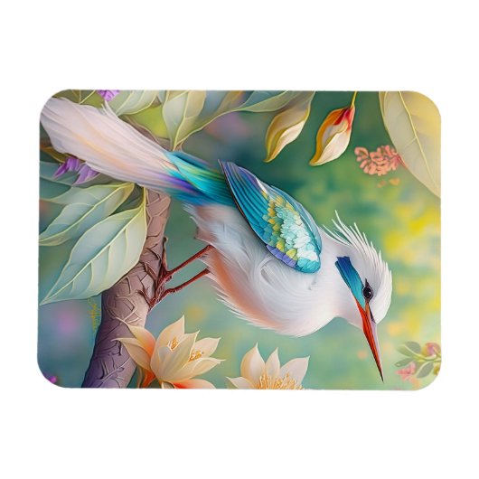 Weißer Crew Aquamariner Wing Fantasy Bird Magnet (Horizontal)