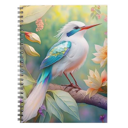 Weißer Crew Aquamariner Wing Fantasy Bird Notizblock (Vorderseite)