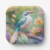 Weißer Crew Aquamariner Wing Fantasy Bird Pappteller (Vorderseite)