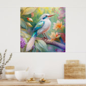 Weißer Crew Aquamariner Wing Fantasy Bird Poster (Küche)