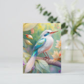 Weißer Crew Aquamariner Wing Fantasy Bird Postkarte (Stehend Vorderseite)