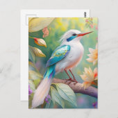 Weißer Crew Aquamariner Wing Fantasy Bird Postkarte (Vorne/Hinten)