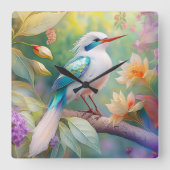 Weißer Crew Aquamariner Wing Fantasy Bird Quadratische Wanduhr (Vorderseite)
