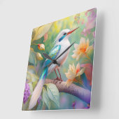 Weißer Crew Aquamariner Wing Fantasy Bird Quadratische Wanduhr (Winkel)