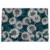 Weißer Dahlia-Garten/blaue Blätter 2 Große Geschenktüte (Vorderseite)