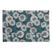 Weißer Dahlia-Garten/blaue Blätter 2 Kissenbezug (Rückseite-Rechts)