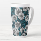 Weißer Dahlia-Garten/blaue Blätter 2 Milchtasse (Rechte Ecke)