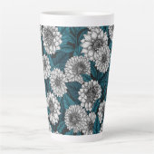Weißer Dahlia-Garten/blaue Blätter 2 Milchtasse (Vorderseite)