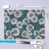 Weißer Dahlia-Garten/blaue Blätter 2 Seidenpapier (Handwerk)