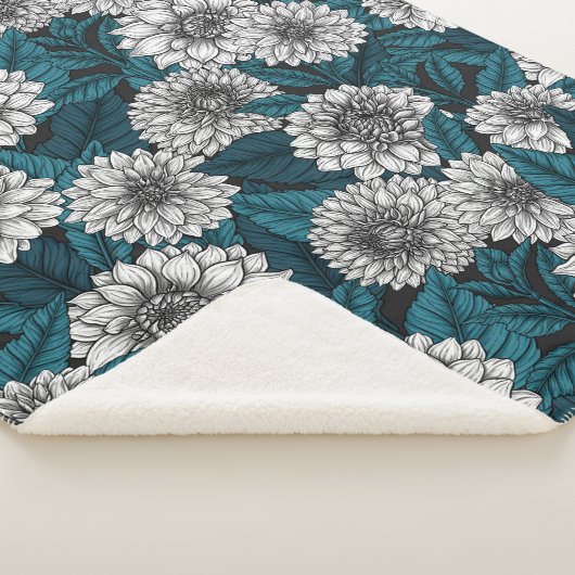 Weißer Dahlia-Garten/blaue Blätter 2 Sherpadecke (3/4)