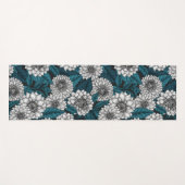 Weißer Dahlia-Garten/blaue Blätter 2 Yogamatte (Vorderseite (Horizontal))