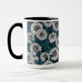 Weißer Dahlia-Garten/blaue Blätter Tasse (Links)