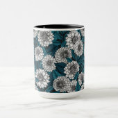 Weißer Dahlia-Garten/blaue Blätter Tasse (Zentrum)