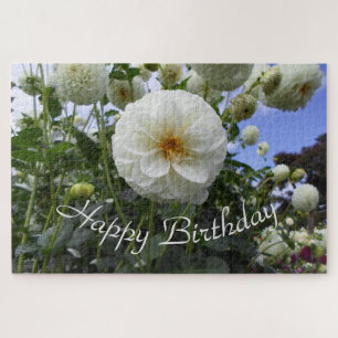 Weißer Dahlia Geburtstag Puzzle