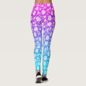 Weißer Damasken auf rosa bis blaue Ober Leggings (Rückseite)