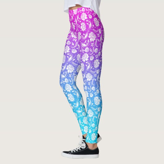Weißer Damasken auf rosa bis blaue Ober Leggings (Links)