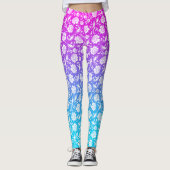 Weißer Damasken auf rosa bis blaue Ober Leggings (Vorderseite)
