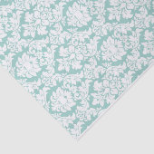 Weißer Damast auf blauem Seidenpapier des Aqua (Ausschnitt)