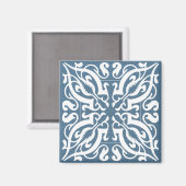Weißer Damast auf Denim Hintergrund Magnet (Vorderseite/Rückseite)