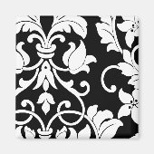 Weißer Damast auf schwarz Magnet (Vorne)