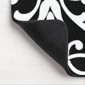 Weißer Damast auf schwarz Mousepad (Ecke)