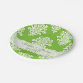 Weißer Damast, beliebiger Farbhintergrund Pappteller (Schrägansicht)