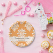 Weißer Damast, beliebiger Farbhintergrund Pappteller (Party)