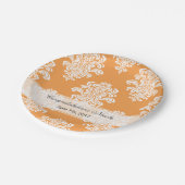 Weißer Damast, beliebiger Farbhintergrund Pappteller (Schrägansicht)