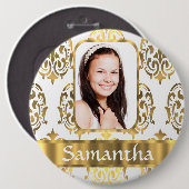 Weißer Damast Button (Vorne & Hinten)