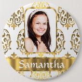 Weißer Damast Button (Vorderseite)