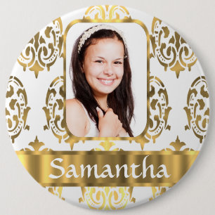 Weißer Damast Button