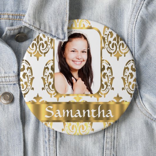 Weißer Damast Button (Beispiel)